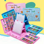 228 Pcs Kids Art Painting Set with Easel, Complete Beginner Drawing Kit for Children Ages 3-12, Includes Sketchbook, Coloring Book, Acrylic Markers, Watercolor Pens, Oil Pastels, Colored Pencils & Eraser