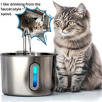 Cat Water Fountain 74oz Stainless Steel - Ultra Quiet USB Pump, Faucet Flow, 3-Stage Filter & Visual Water Level Window, Automatic Pet Water Fountain for Cats & Small Dogs Indoor