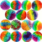 Kush Ball Sensory Bouncy Balls for Kids – Colorful Elastic Squishy Stress Balls Bulk Set for Sensory Play, Party Favors, Classroom Prizes, Birthday Gifts | 7 or 16 Piece Pack