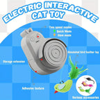 Interactive Cat Toy for Indoor Cats – Automatic Electric Flying Bird Feather Stick-On Hanging Self-Play Kitten & Adult Cat Enrichment Toy for Bored Cats, White Blue Grey