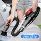 Cordless Car Vacuum Cleaner 6000PA High-Power Suction, 2000mAh Rechargeable Handheld Vacuum with 5 Accessories, Quiet Motor for Car Interior, Home & Pet Hair – Pink Women's Gift