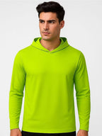 Men's UPF 50+ Sun Protection Hoodie Shirt 3-Pack Long Sleeve Moisture-Wicking Quick-Dry Breathable Outdoor Performance T-Shirt for Hiking Fishing Running – Sizes S to XXXL, Fluorescent Yellow