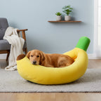 Banana Boat Pet Bed Washable Warm Cozy Nest for Cats and Dogs Cute Banana Shape Removable Machine Washable Sizes M L XL 2XL for Small and Medium Pets