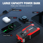 4000A/6000A Car Jump Starter with 150 PSI Air Compressor – 2-in-1 Portable Battery Booster & Tire Inflator, USB Fast Charge Power Bank, 3-Mode Flashlight for Cars, Trucks, Motorcycles & SUVs