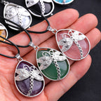 10-Piece Dragonfly Pendant Necklace Set for Women & Girls – 5 Natural Water Drop Shaped Dragonfly Pendants + 5 Adjustable Rope Necklaces, Boho Nature Jewelry Gift Set