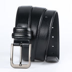 2-Pack Men's Genuine Leather Belt Set with Automatic Ratchet Buckle – Adjustable Fit 32"-44", Black & Brown, Business & Casual Dress Belt for Men