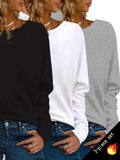 Y2K 3 Piece Long Sleeve T-Shirt Set for Women Solid Color Casual Warm Tops Regular Fit All Seasons Streetwear Layering Outfit S M L XL XXL
