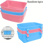 Bird Cage Hanging Feeder 6-Pack - Universal Plastic Food & Water Container Bath Water Bowl for Parrots Budgies Canaries & Small Birds, Clip-On Cage Feeder Cups (Random Colors)