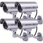 Dummy Security Camera Fake CCTV Surveillance System – Realistic Simulated LED Lights, Adjustable Mount & Warning Stickers, Indoor & Outdoor Home Security Decoy Camera – 2 or 4 Pack