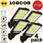 Solar Security Wall Light 108COB LED Motion Sensor with Remote Control – 3 Working Modes, Outdoor Waterproof Spotlight for Garden Patio Porch Garage Door – 2/4/6/8 Pack, Holiday Gift