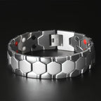 Men's Titanium Alloy Hexagonal Wide Bracelet 2pcs – Hypoallergenic Water-Resistant Removable Wristband with Snap Ring, Fashion Accessory Gift for Men in Black Silver Gold