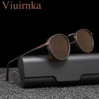 Polarized Sunglasses for Men & Women – Round Metal Frame UV400 TAC Lens, Lightweight Retro Unisex Eyewear with Protective Case, Ideal for Driving Fishing Hiking Travel, Birthday Father's Day Gift
