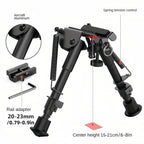 Adjustable Rifle Bipod 6-9 Inch 5 Height Settings Quick Release Adapter Foldable Retractable Lightweight Aluminum Alloy M-LOK Mount Rubber Feet for Hunting Shooting Outdoor Sports