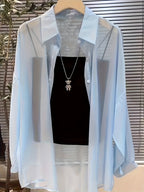 Women's French Style Cardigan Shirt Jacket Lightweight Long Sleeve Thin Open Front Versatile Layering Top Spring Summer 2025 Multi-Color S-XXL