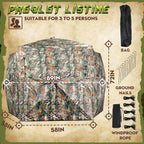 Pop-Up Hunting Blind 2-3 Person – 270° See-Through Design, Camouflage Ground Blind for Deer & Turkey Hunting, Easy Setup with Carrying Case