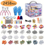 DIY Jewelry Making Kit 4655pcs Beads Bracelet Necklace Earring Set with 3-Tier Organizer Box Letter Charms Tools Gift for Girls Women