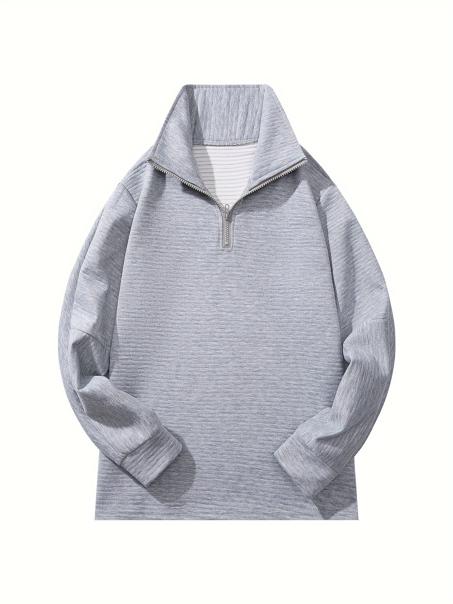 Women's V-Neck Zipper Pullover Sweater Long Sleeve Loose Casual Top Solid Color Pink Black Deep Red Ivory White S M L XL XXL