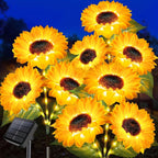 Solar Sunflower Garden Lights Outdoor Waterproof Decorative Stake Lights for Pathway Lawn Patio Yard Flower Bed Auto On Off Solar Powered Garden Decor Gift 1 or 2 Pack