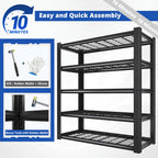 Heavy Duty Metal Shelving Unit 72 Inch 5-Tier Adjustable Garage Storage Shelf 3000LBS Capacity Carbon Steel Rack for Garage Basement Warehouse Pantry Office