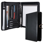 Vegan Leather Portfolio Binder 3-Ring Zipper A4 Legal Laptop Pocket Work Organizer for Women Men