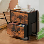 Drawer Cabinet with Metal Frame & Hardwood Top – Home Office Storage Organizer, 2 to 10 Drawers, Assembly Required – White, Grey, Black, Rustic Brown – Bedroom, Living Room & Office Filing Cabinet