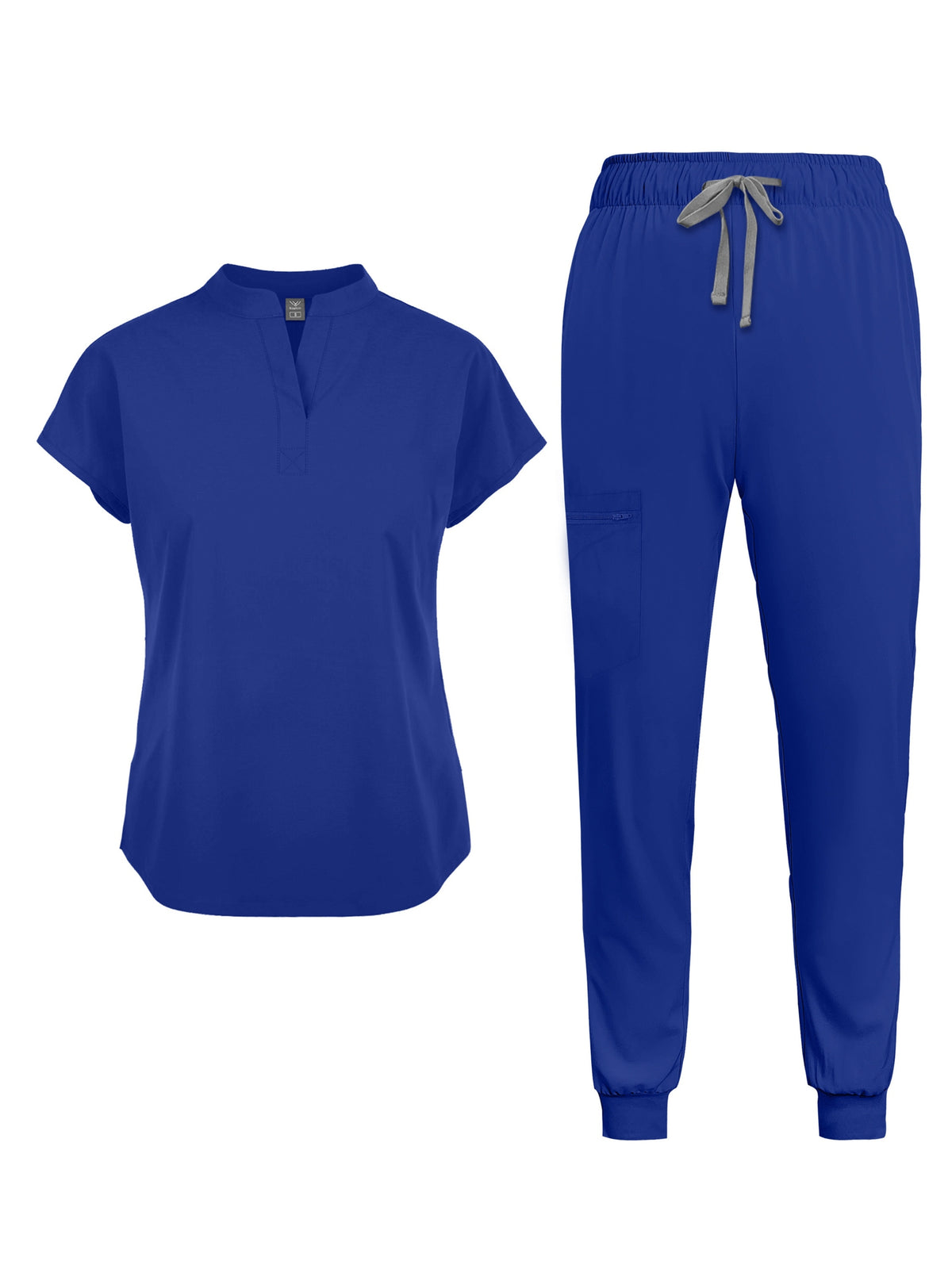 Women's Scrub Set with Pockets - Nurse Scrubs Short Sleeve Tunic and Pants, Mandarin Collar Solid Color Medical Uniform, All-Season Workwear for Nurses Dental Professionals S M L XL