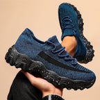 Men's Breathable Casual Sports Shoes – Lightweight Mesh Sneakers for Walking Running Gym Daily Wear, Silvery Grey Royal Blue Khaki Blue, Wide Sizes US 6.5–14, Comfortable Non-Slip Sole