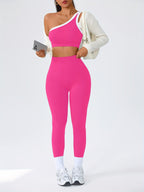 Women's 2-Piece High-Waisted Butt-Lifting Leggings & Sports Bra Set – 90% Polyamide Stretchy Minimalist Yoga Running Workout Outfit with Camisole Top, Solid Color, S-XL
