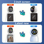 WiFi PTZ Indoor Camera with 3 Inch Built-In Screen 3MP HD Video Calling Two-Way Audio Color Night Vision AI Detection Pet Baby Elderly Monitor Home Security Camera App Control