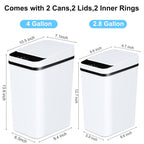 Automatic Touchless Trash Can 2 Pack – 4 Gallon & 2.8 Gallon Motion Sensor Trash Bin with Lid, Slim Smart Garbage Can for Bathroom, Bedroom, Office, Kitchen, Living Room