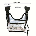 Reflective Chest Bag Running Vest Pack Lightweight Adjustable Crossbody Sling Bag for Men Women – Waterproof Sport Chest Pack for Cycling Hiking Skiing with Headphone Hole, Black & White