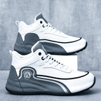 Men's Arch Support Anti-Slip Running Shoes – Lightweight Breathable Tennis Walking Gym Shoes, Corrective Sports Sneakers, White Blue & White Grey, Sizes US 7–12.5