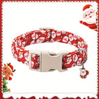 Christmas Dog Collar Festive Adjustable - Santa Claus Reindeer Snowman Design, Soft Quick Release Safety Buckle Holiday Collar for Small Medium Large Dogs, Xmas Pet Gift