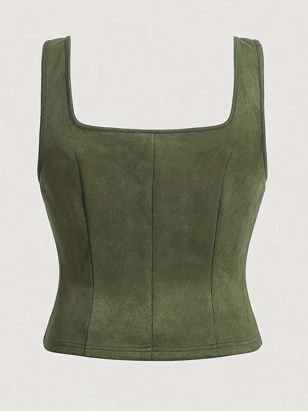 Vintage Lace-Up Drawstring Vest Women Elegant Woven Top Sleeveless Blouse Spring Summer Fall Khaki Green S M L XL