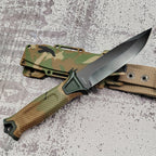 Outdoor Fixed Blade Knife – Stainless Steel Straight Blade, Non-Slip Handle, K-Type Sheath, EDC Hunting Fishing Camping Survival Knife, Camouflage, Multi-Purpose Field Tool for Men