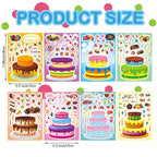Birthday Cake Stickers for Kids 24 Sheets – DIY Make Your Own Cake Decoration Sticker Set with Fruit, Candy & Candles, Happy Birthday Party Favors, Classroom Teacher Reward Stickers, Fun Gift for Boys Girls
