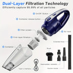 Cordless Car Vacuum Cleaner 6000PA High-Power Suction, 2000mAh Rechargeable Handheld Vacuum with 5 Accessories, Quiet Motor for Car Interior, Home & Pet Hair – Pink Women's Gift