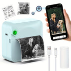 Mini Thermal Sticker Printer Inkless, Wireless Pocket Photo Printer with 1 Roll Thermal Paper, Portable Bluetooth Label Maker for Photos, Journaling, Notes & Memos – Cute Gift for Girls & Students