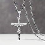Stainless Steel Cross Necklace for Men & Women – Dainty Unisex Religious Pendant Necklace, Lightweight 0.25oz Exquisite Craftsmanship, Perfect Gift for Christmas, Birthday & Confirmation, 55cm / 22in