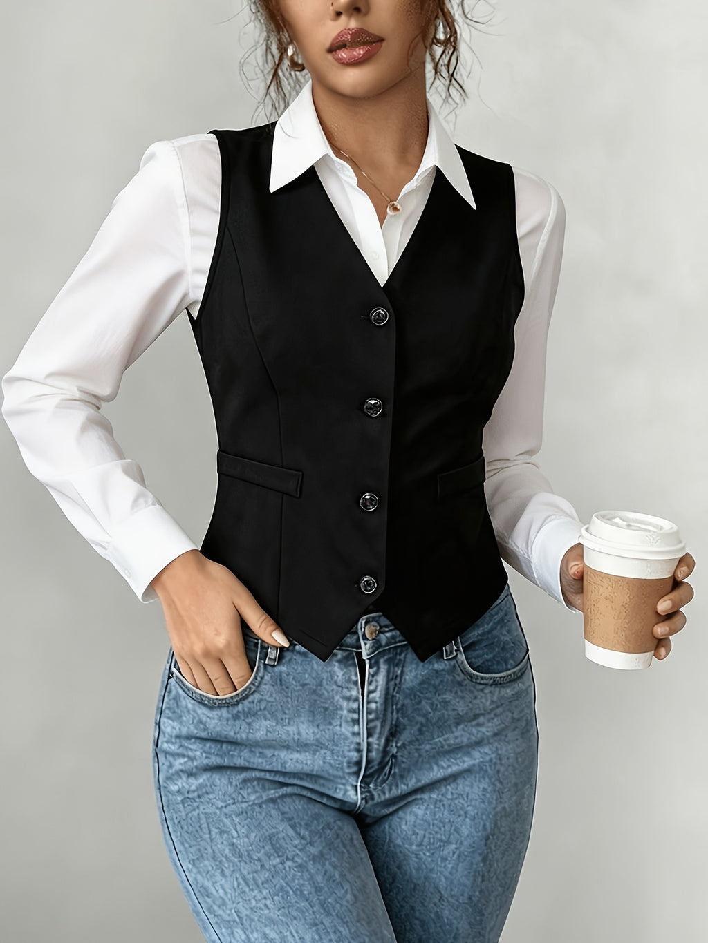 Women's Sleeveless Vest Top Solid Color Elegant Commuter Tank Top Casual Loose Fit Versatile Sleeveless Shirt for Work & Everyday Wear