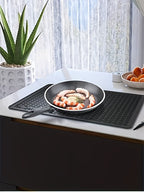 Silicone Electric Stove Top Cover Mat 28"x20" – Heat-Resistant Up to 450°F, Non-Slip Washable Ceramic Glass Cooktop Protector, Extra Large Flat RV Range Cover & Multipurpose Kitchen Mat, Black