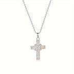 925 Sterling Silver Cross Pendant Necklace for Women – Hypoallergenic Vintage Boho Faith Jewelry, Minimalist CZ Choker Necklace, Elegant Gift for Her Birthday Anniversary Christmas