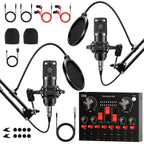 BM-800 Podcast Recording Studio Bundle with Live Sound Card, Voice Changer & Earphones – Complete Audio Interface Kit for Streaming, Vlogging & Live Broadcast, Multiple Models Available