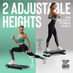 Adjustable Height Aerobic Stepper Set with 2 Dumbbells & Measuring Tape, Non-Slip Exercise Step Platform with Level Risers, 550 LB Capacity, Home Gym Workout Equipment – 3 Colors