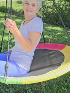40 Inch Outdoor Saucer Swing – 900 LB Capacity Disc Swing with 900D Waterproof Oxford Fabric & Hanging Strap, Kids & Adults Backyard Tree Swing, Patio Leisure Swing (Multicolor)