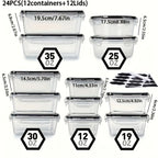Airtight Food Storage Containers Set with Easy-Snap Lids – BPA-Free Reusable Meal Prep & Pantry Organizers with Labels & Marker, Stackable Kitchen Storage for Snacks Lunch Dry Goods, 24 or 48 Piece
