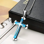 Men's 4pc Cross Necklace Set – 316L Stainless Steel Knight Cross Pendant Jewelry, Tarnish-Free Gothic Religious Necklaces for Men, Cool Gift for Him, Everyday & Streetwear Style