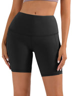 Women's High Waist Yoga Shorts – 4-Way Stretch Sweat-Wicking Athletic Shorts with Elastic Waistband & Side Pockets for Running, Cycling & Training – Black, Dark Gray & Navy, Sizes S-XXL