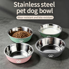 Stainless Steel Pet Bowl with Non-Slip Base – Colorful Printed Food & Water Dish for Cats and Dogs, Durable Easy-Clean Feeding Bowl for Small Medium Large Pets