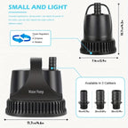 800GPH Submersible Water Pump 40W Fountain Pump with 7Ft Power Cord and Filter Bag for Aquarium Fish Tank Pond Waterfall Hydroponics Water Table Sump Pump